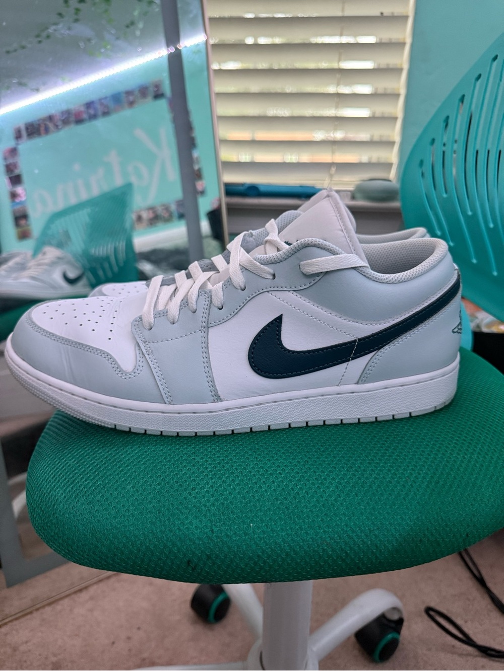 Nike Low-Top Dunks Sneakers in White and Dark Teal